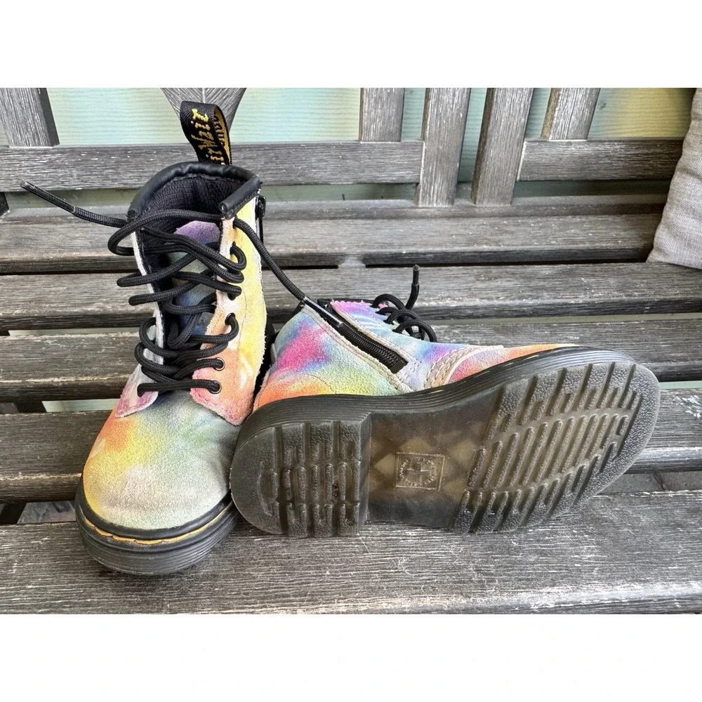 Dr Martens Air Wair 1460T Tie-Dye Multicolor Classic Combat Boots Toddler Size 7